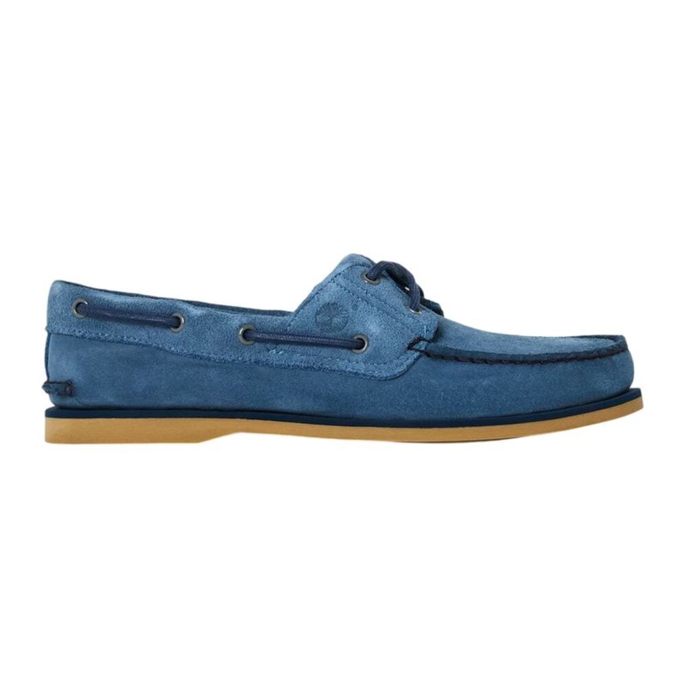 Timberland Mens Classic Textured Suede Lace Up Boat Shoes / Medium Blue
